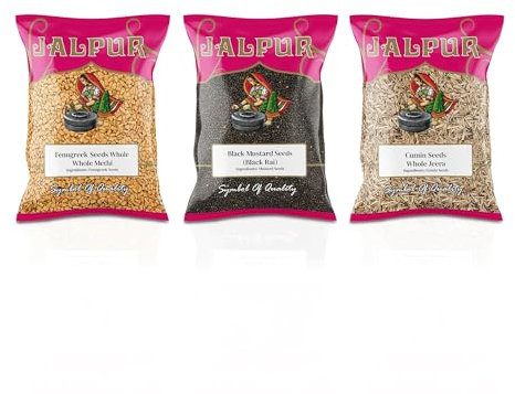 Jalpur Millers Spice Combo Pack - Fenugreek - Black Mustard Seeds 100 g - Cumin Seeds 100g (3 Pack)