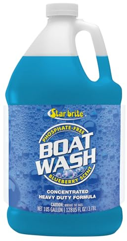 STAR BRITE Concentrated Boat Wash - Heavy-Duty, Non-Streak Formula for Sparkling Hulls, Decks, Chrome and Fittings - Fresh Blueberry Scent - 128 OZ Gallon (080400)