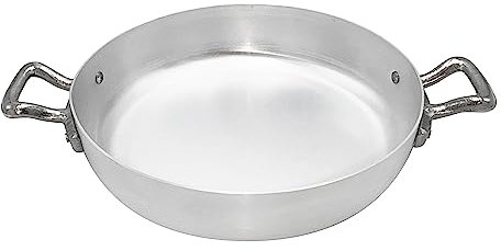 Pentole Agnelli Linea Family Cooking Alluminio Tegame con Due Maniglie , Argento, 20 cm