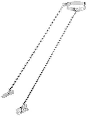 DuraVent DuraPlus 8 Inch Extended Roof Bracket Chimney Stove Pipe Support for Stability, with Mounting Brackets and Adjustable Legs, Silver