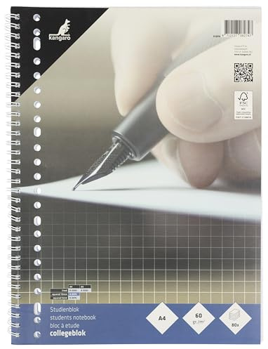 Kangaro Collegeblock A4 rutig 10 mm 23 r 60 g, 80 ark, K-5574, 29,7 x 22 x 0,8