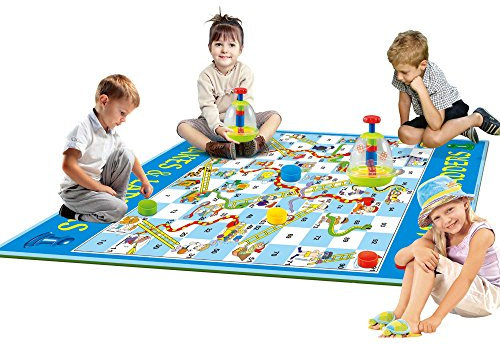 Giant Snakes & Ladders Game - by Eduk8 Indoor & Outdoor Playing Fun Learning Floor Mat for 3 4 5 6 or 7 Year olds (Giant Snakes & Ladders)