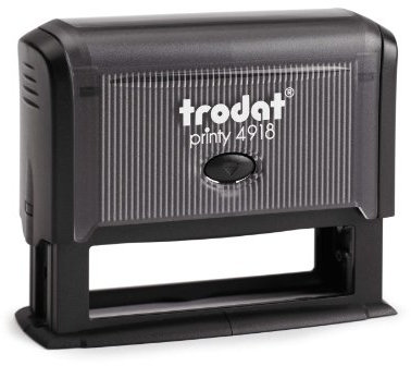 Trodat - Printy 4918 - Custom Stempel mit Wunschtext personalisieren, hier gleich online gestalten Gehäusefarbe schwarz – Adresstempel - Firmenstempel - mit Wunschtext – 70x15 mm - 4 Zeilen