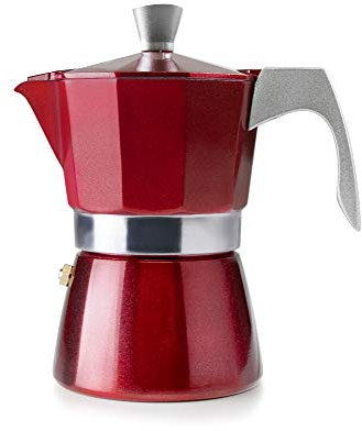 IBILI Moka express Evva Red, 12 tazze, 600 ml, alluminio fuso, adatta per l’induzione