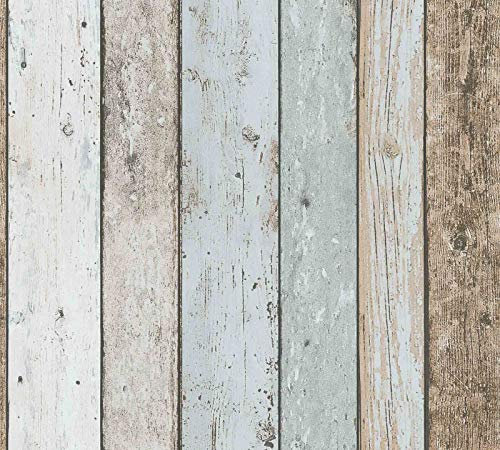 A.S. Création Papiertapete Il Decoro Tapete in maritimer Vintage Holz Optik 10,05 m x 0,53 m beige blau braun Made in Germany 899927 8999-27