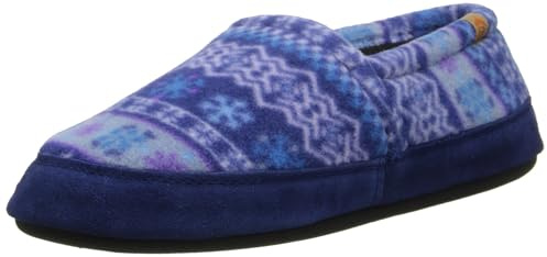 Acorn Soft & Cozy House Slippers for Women - Fleece Lining, Suede Rand, Rubber Sole, Cloud Cushion for Indoor/Outdoor, Icelandic Blue, 5-6