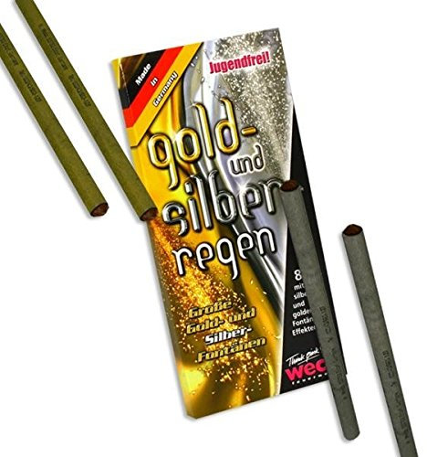 Gold und Silberregen,8er, Sprüh-Fontänen, Silberhochzeit, Goldene Hochzeit, Birthday
