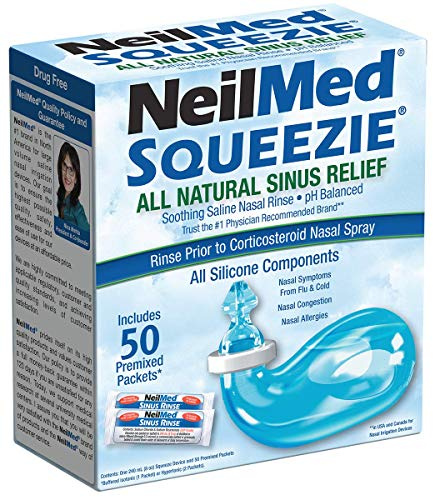 Squip NasaKleen Squeezie with Nasal Irrigation System/Pack of 50 Saline Sachets