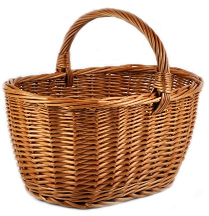 Panier PM24 solide et tressé en osier - K1-113 - Largeur : 50 cm - Profondeur : 33 cm - Hauteur : 25 à 35 cm