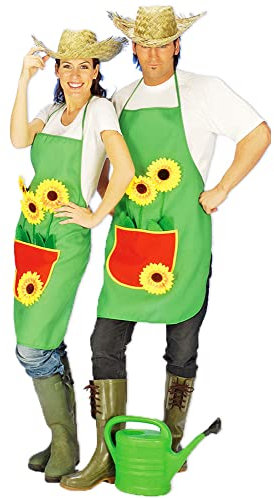 Das Kostümland Karneval Gärtnerschürze für Damen und Herren – Mit Sonnenblumen Applikationen, Bauchtasche und Unisex Design für Gärtner-Kostüme, Fasching und Mottopartys