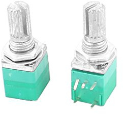sourcing map 2pcs Potenciómetro giratorio de interruptor en w con eje estriado B50K 50K ohm 6mm