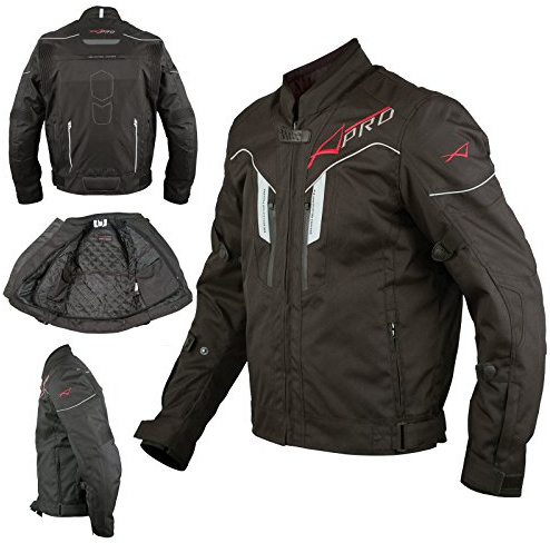 A-Pro textil motorcykel jacka vattentät CE skydd reflekterande sport, svart, L