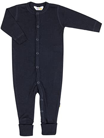 Joha - 100% wol Jumpsuit met omslag voetjes - Navy