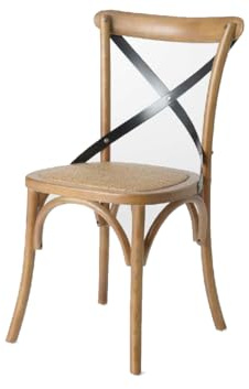 Amadeus Croisillon metall och naturligt trä (set med 2) (kategori: matsalsstol), brun, unik