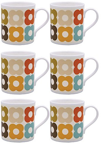 Orla Kiely 6 x Becher mit Blumenmotiven.