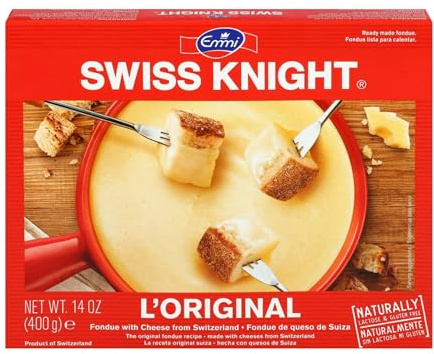 Swiss Knight Cheese Fondue L’Originale, 14 oz | Authentic Swiss Cheese Fondue | Non-GMO | Naturally Lactose & Gluten Free | Product of Switzerland