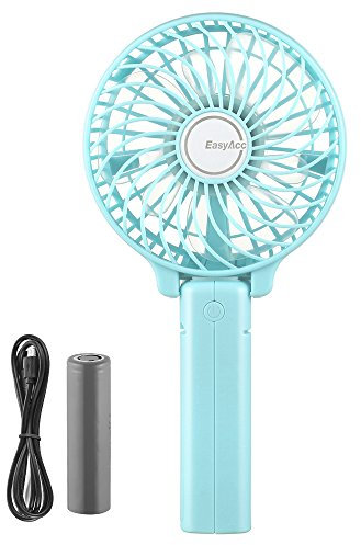 EasyAcc® Handventilator Faltbar Tragbarer 10 Stunden Handventilator Batteriebetrieben Leise 180°Verstellbar Mini Elektrischer Ventilator USB Aufladbarem für Reisen Büro Zuhause