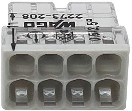10 Stück Wago Verbindungsklemme 8 Leiter 0,5-2,5 qmm grau