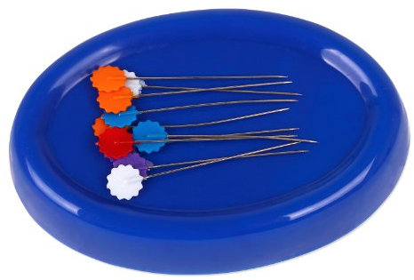 Nähwelt Flach Magnet-Nadelkissen mit 10 feinen Stecknadeln blau
