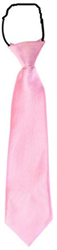L&L New Satin Elastic Neck Tie for Wedding Prom Boys Children School Kids Gift (Pink)