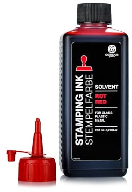 250 ml Solvent Stempelfarbe rot, auf Lösemittelbasis für nichtsaugende und nichtporöse Untergründe, lasierend