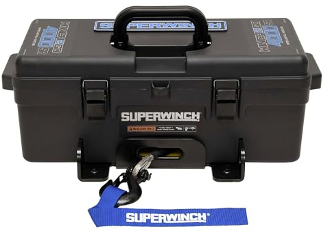 Superwinch 1140232 Winch 2 Go 12V 4000SR Sistema di verricello Portatile (3000 lbs con Corda Sintetica, Blocco puleggia Guanti, Cinghie e Catene a D)