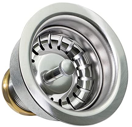 Everflow Stainless Steel Deep Duo Strainer 7532, Snaplock Basket with Brass Lock & Brass Slip Nut, Fits Sinks with 3-1/2 Inch, 4 Inch Opening, Ball Bearing Snap Post, Rolled Edge, Corrosion Resistant