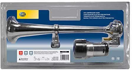 HELLA Tromba CA30-12V - 115dB(A) - Gamma frequenze: 370Hz - Tono alto - elettrico-pneumatico - ECE - Colore alloggiamento/sede: cromo - Quantità: 1-3PA 013 410-001