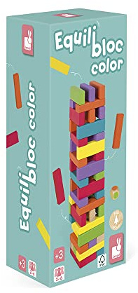 Equilibloc Color - Bloques de Construcción de Madera - 60 Piezas - Juego de Habilidad - Multicolor - Desde 3 Años