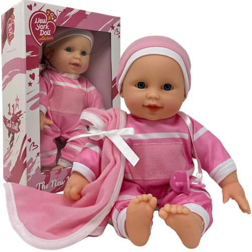 The New York Doll Collection 11 inch Soft Body Baby Doll in Gift Box - 11 Doll Toy for Kids, Boys, Girls and Toddlers - Baby Doll Pacifier Accessory Included