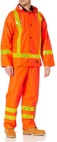 Viking Men's Handyman Fire Retardant Suit - High Visibility Safety Jackets with Detachable Hood and Bib Overalls, Orange - XL