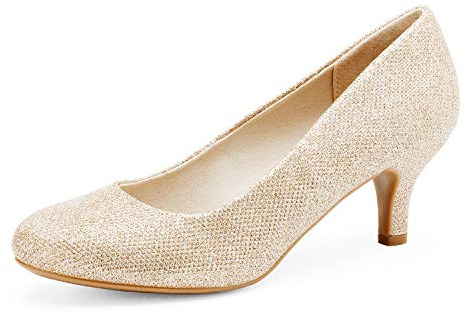 DREAM PAIRS Women's Dress Comfortable Low Heel Pump Shoes,Size 10,Gold,LUVLY