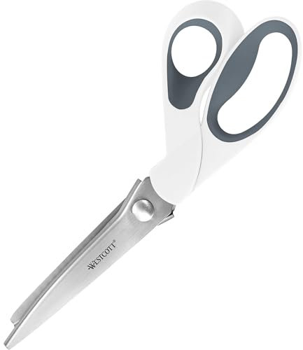 Westcott 15983-001 Zackenschere, ergonomischer Griff, 24,2 cm, weiß/grau