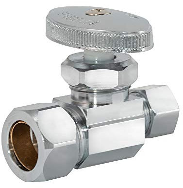 Eastman Multi-Turn Straight Stop Valve, 3/8 Inch OD Compression x 5/8 Inch OD Compression, Chrome Plated, 04347LF
