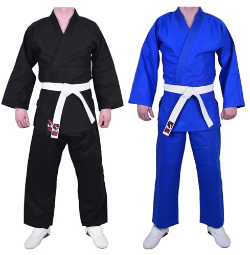 MAR | Lightweight Judo Uniform, Blue Judo Suit | Men & Women; Kids & Adult Sizes | Martial Arts Uniform, Gi Adult, Suits for Kids, BJJ, Aikido Suit (380g) + FREE Judo Belt (2/150cm)