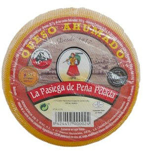 LA PASIEGA DE PEÑAPELADA Queso Ahumado Artesano, Queso redondo baby 530 gr (aprox) Al vacío, Sabor Suave con Toque de Humo, Elaborado con Leche de Vaca Pasteurizada, Elaborado en Cantabria