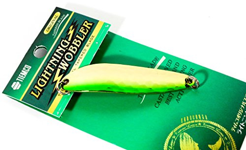 TIEMCO Spoon, Lightning Wobbler, 2.5 inches (63 mm), 0.5 oz (14 g), Hammered Gold/Green #303