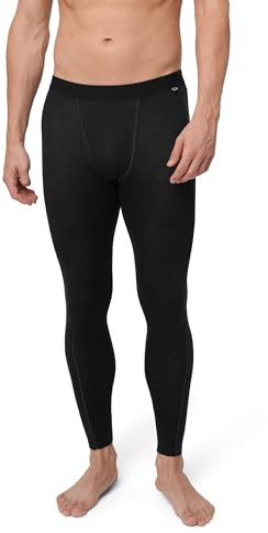 DANISH ENDURANCE Merino Lange Unterhose Herren, Premium Funktionsunterwäsche, Thermounterwäsche Herren, Temperaturregulierend, Mit oder ohne Eingriff, Schwarz, M