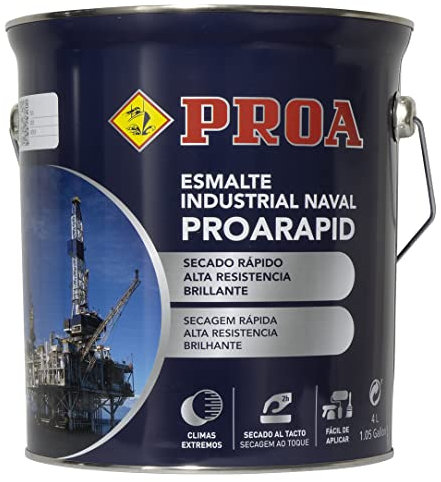 ESMALTE NAVAL E INDUSTRIAL PROARAPID. Gris Perla. 4 L. BRILLANTE. Esmalte de secado rápido y gran dureza. PROA
