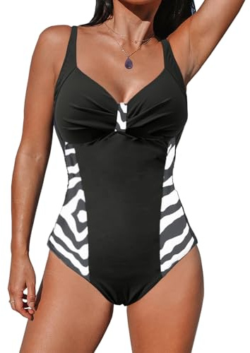 JFAN Dam One Piece Baddräkt Sommar V Rygglösa Kläder Baddräkt Monokini Slips One Piece Baddräkt för Kvinnor, Svart zebra, L