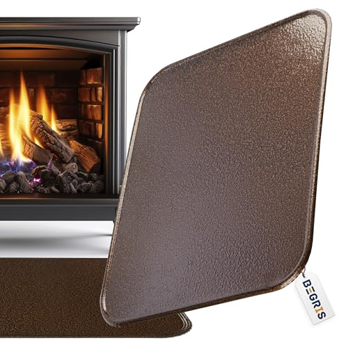 BEGRIS® Kaminbodenplatte 41x48 cm, Funkenschutzplatte stahl gepresste Seiten, Verzinktes Kupfer, Abriebfest und hitzebeständig, Feuerfeste Platte Kamin