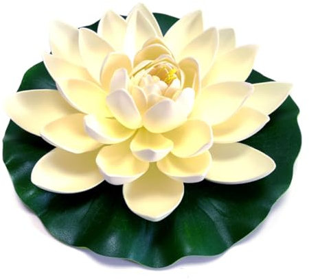 XJKLBYQ Künstliche Lotus -Simulation Wasser Lilie Blumenteich Dekoration Lotus Realistisch für Teich Pool Wasserdekoration Weiß, Teichdekoration Lotus