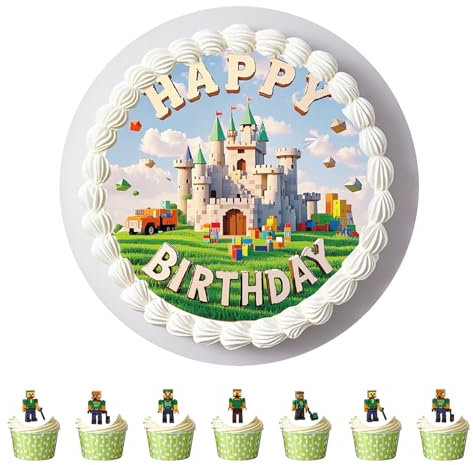 Anemowind 11 Stück Essbare Tortenaufleger Bauklotz Kuchen Topper Geburtstagskuchen Deko aus Reispapier Kuchen Dekoration auf Baustein Party