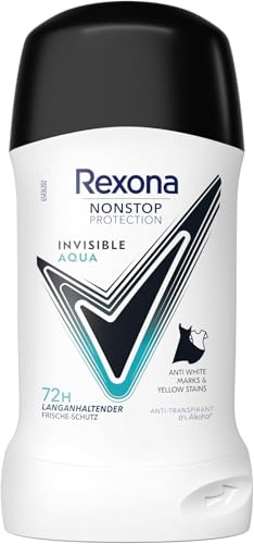 Rexona Nonstop Protection Deo Stick Invisible Aqua Anti Transpirant mit 72 Stunden Schutz vor Schweiß und Körpergeruch 50 ml (Packung mit 5)