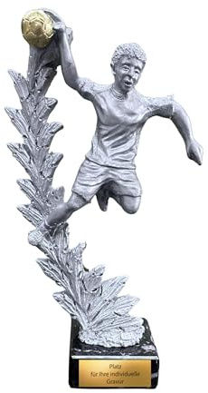 eberin Coupe de handball XL en résine sur socle en marbre - 30 cm de haut - 893 g - Gravure personnalisée - Trophée et prix de qualité supérieure