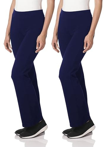 FAIRY TRENDZ Navy Trousers for Women UK (2 Pack) – Ladies Work Trousers Elasticated Waist Bootcut Stretch Nurse Uniform Pants & Office Wear Smart Casual Soft Comfy