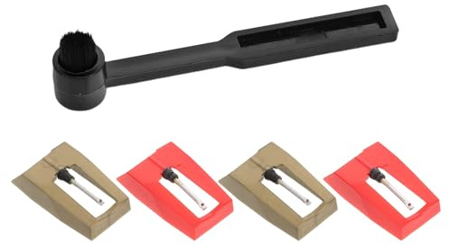 Record Player Needle Replacement Set for Turntable and Phonograph | Metal and Plastic Build, with Stylus Cleaner Brush, for Studio or Home Use