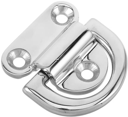 Wakauto Heavy Duty 316 Stainless Steel D-Ring Folding Tie Down Anchor for Boats and Trailers, 10mm Polished Metal Lashing Ring for Yacht Deck Hardware Load Securing