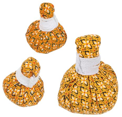 VERDANVERSE Natural Herbal Massage for Adults and Elders Relaxation 3pcs Non-Woven Fabric Thai Herbal Compress Bags to Promote and Remove Body Chills for Face and Back
