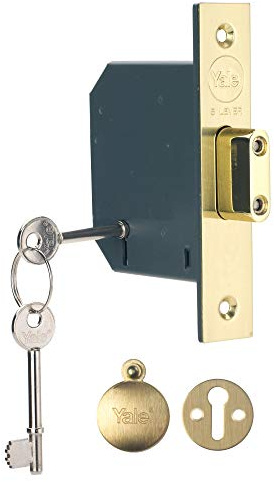 Yale P-M552-PB-78 5 Lever Mortice Deadlock, Visi Pack, Suitable for External Doors, Brass Finish, 3 Inch/76 mm, Polished Brass